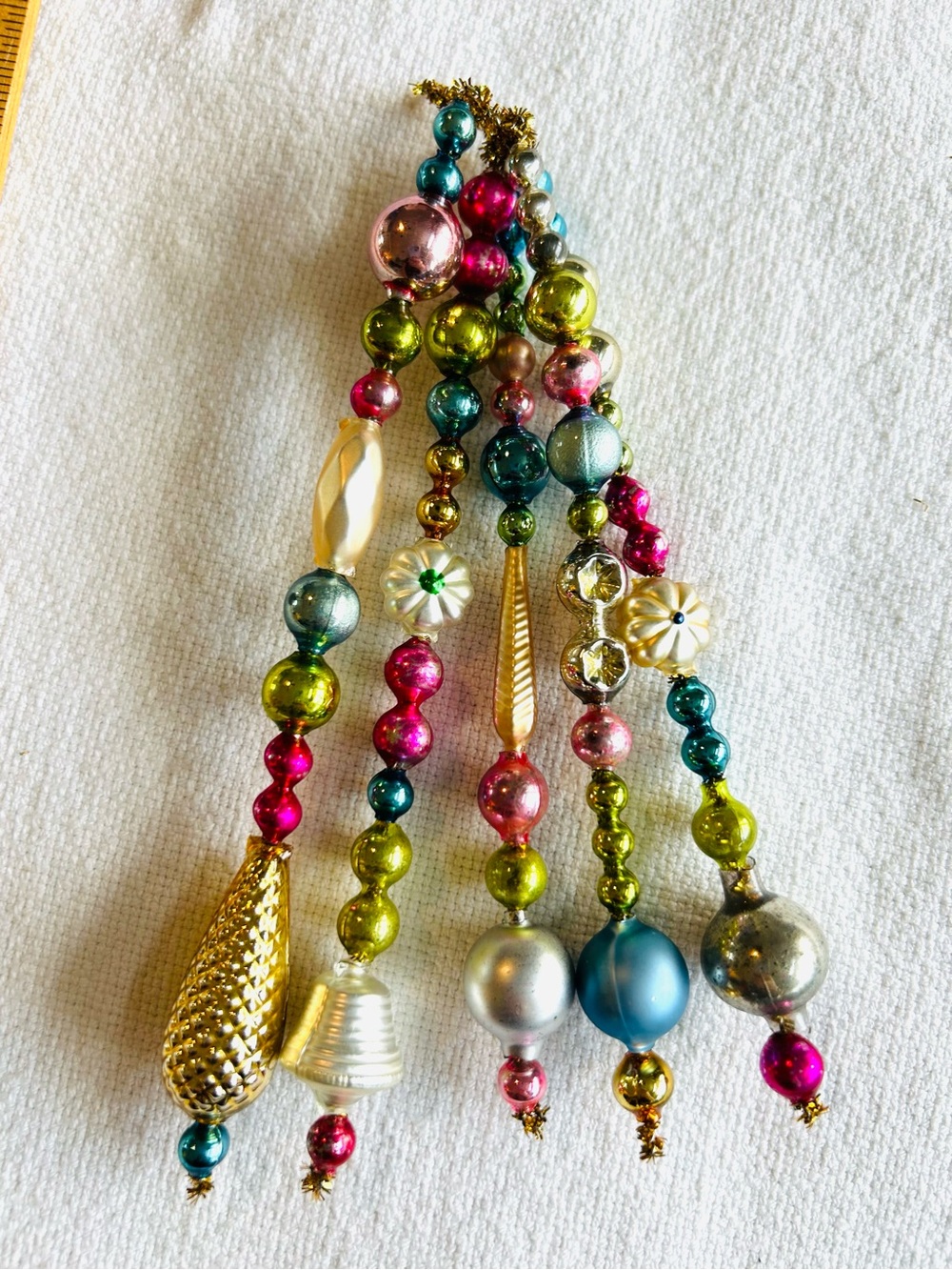 Vintage repurposed mercury glass  bead, icicle holiday Christmas ornaments